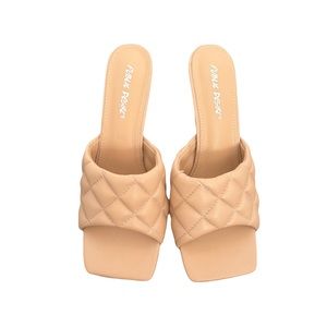 BEIGE, BROWN AND WHITE HEELS. NEW AND NEVER WORN